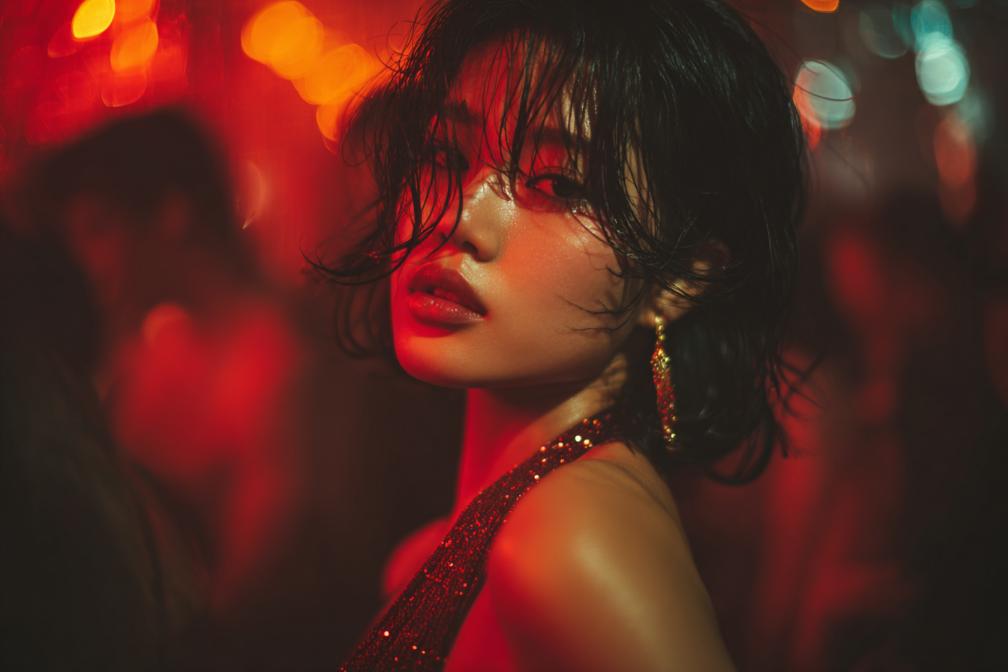 KL Escort Girl Sultry woman with red lips and wet hair, possibly a sexy escort girl in Malaysia. Malaysia Sex Service